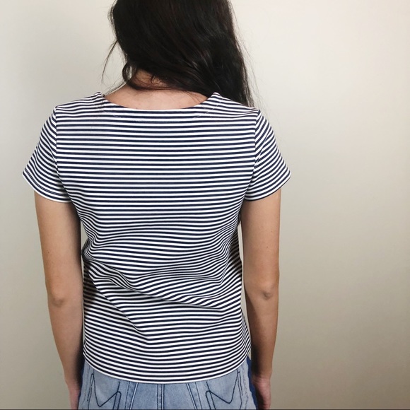 Theory Laveneg Striped Structured Tee Shirt - Picture 3 of 7